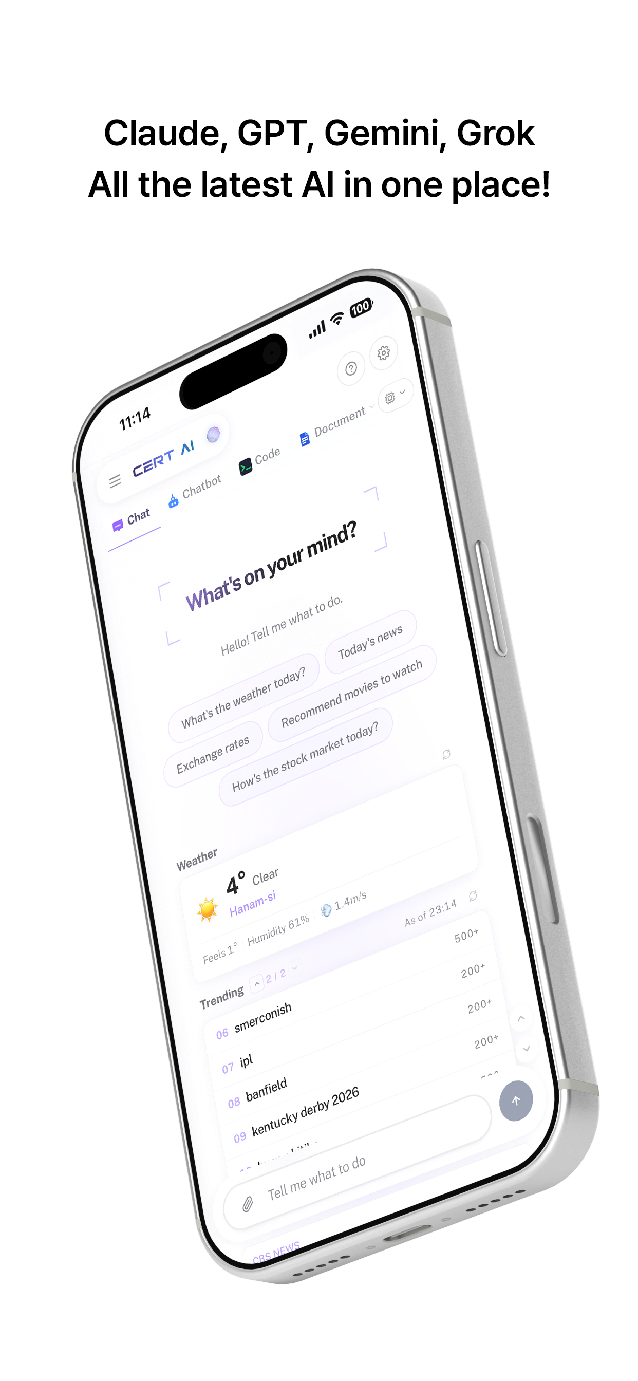 Cert AI main interface