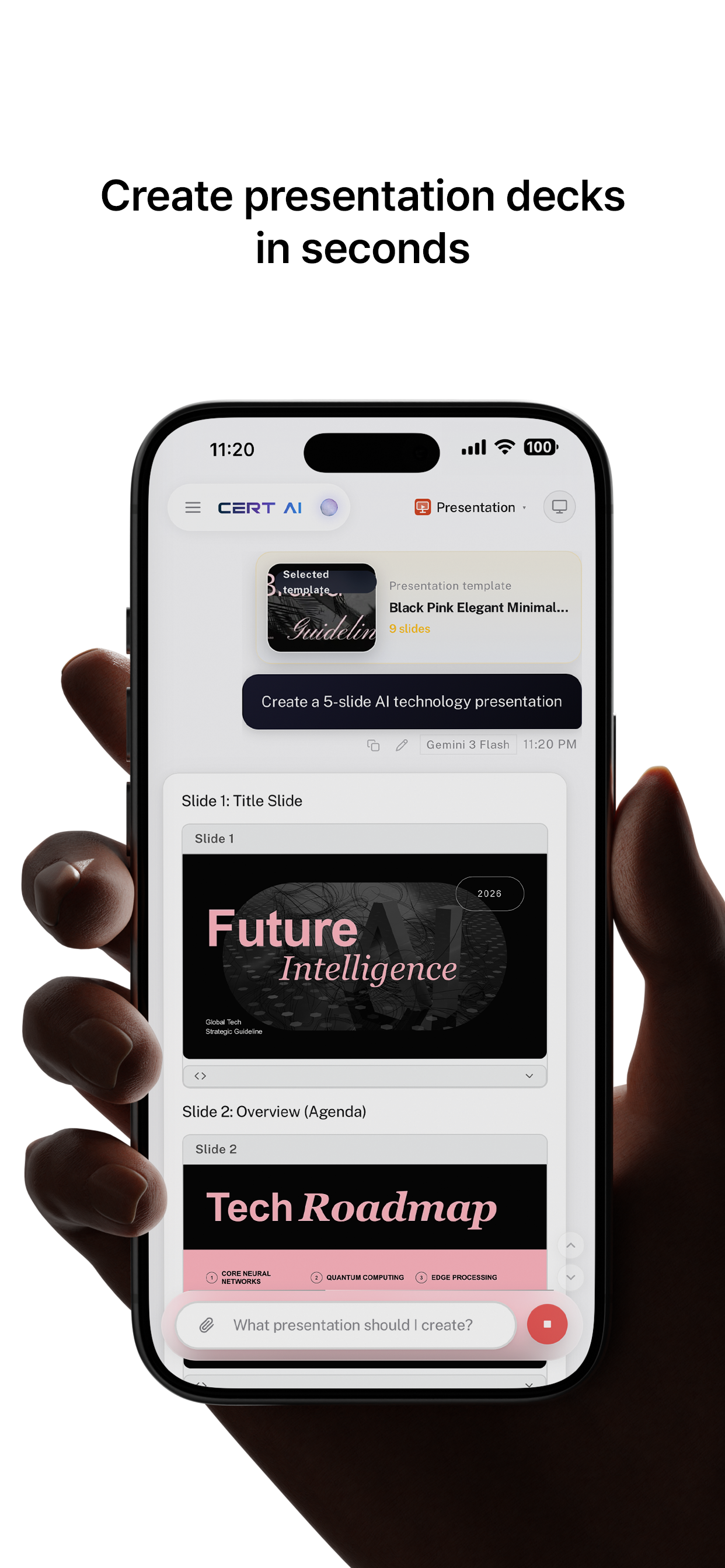 Cert AI presentation generation